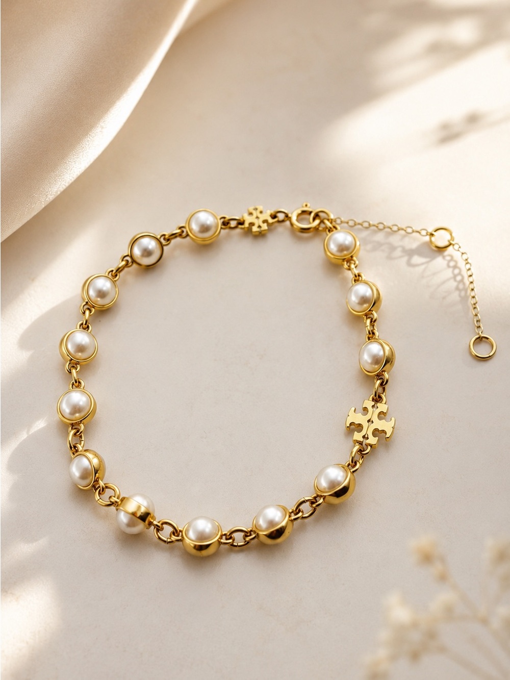 Tory Burch Moondance Goldtone & Imitation Pearl Bracelet